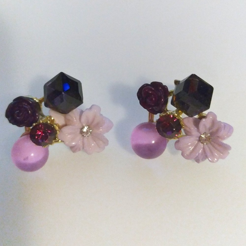 Whimsical Vintage Purple Earrings